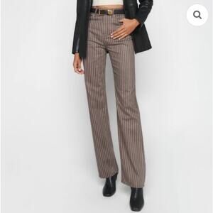 Reformation Jeans Size 25 Brown White Pinstriped High Rise Wide Leg Pants